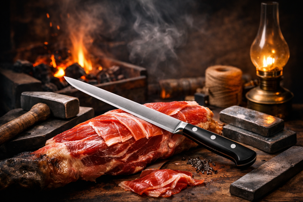 corte de jamon y forja antigua